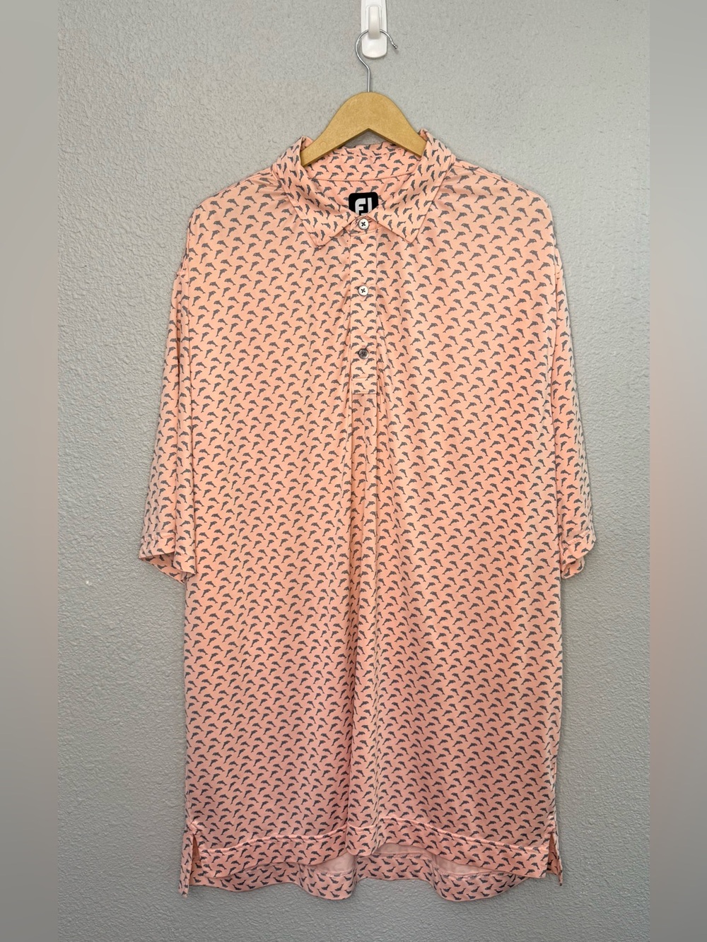 FootJoy | Dolphin Print Performance Golf Polo | Pink  | Size XXL